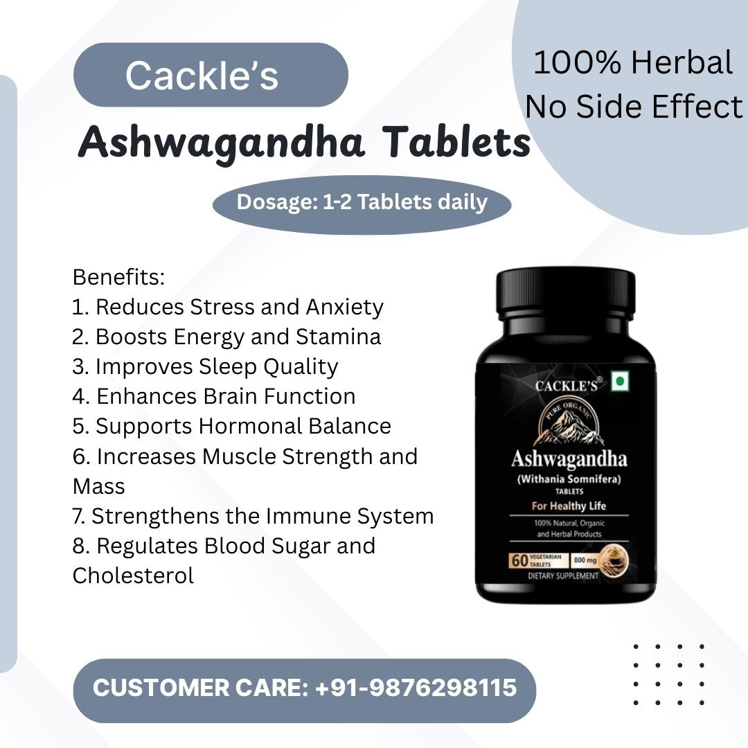 Ashwagandha Tablets - Pack of 60 Tablets, 800mg each